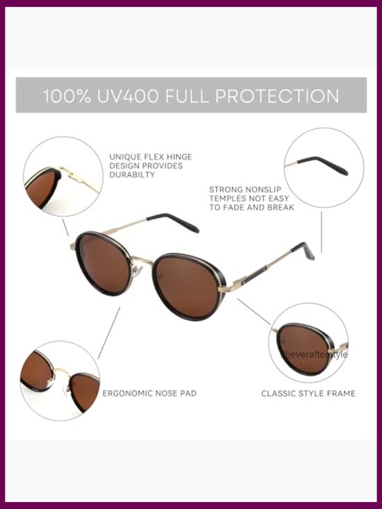 Retro Round Polarized Steampunk Sunglasses Metal Frame UV400 main image 4